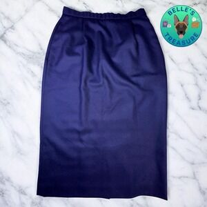 VTG Pendleton Skirt Women's 8 Straight & Pencil Navy Virgin Wool Dark Academia